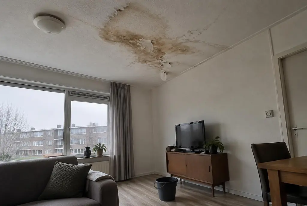 Lekdetectie Vlaardingen – vochtplek op het plafond onder een badkamer